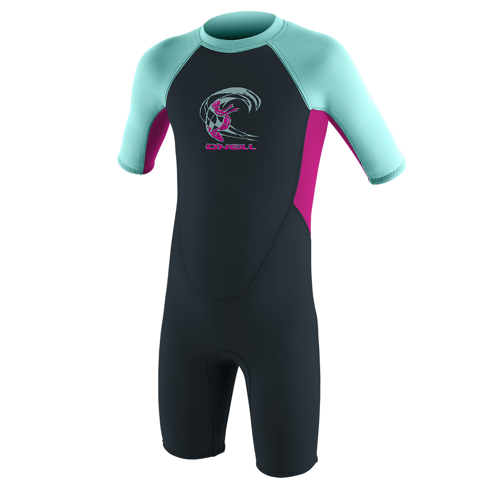 Toddler Reactor-2 2mm Back Zip S/S Spring - Girls - Slate/Berry/Sea Green