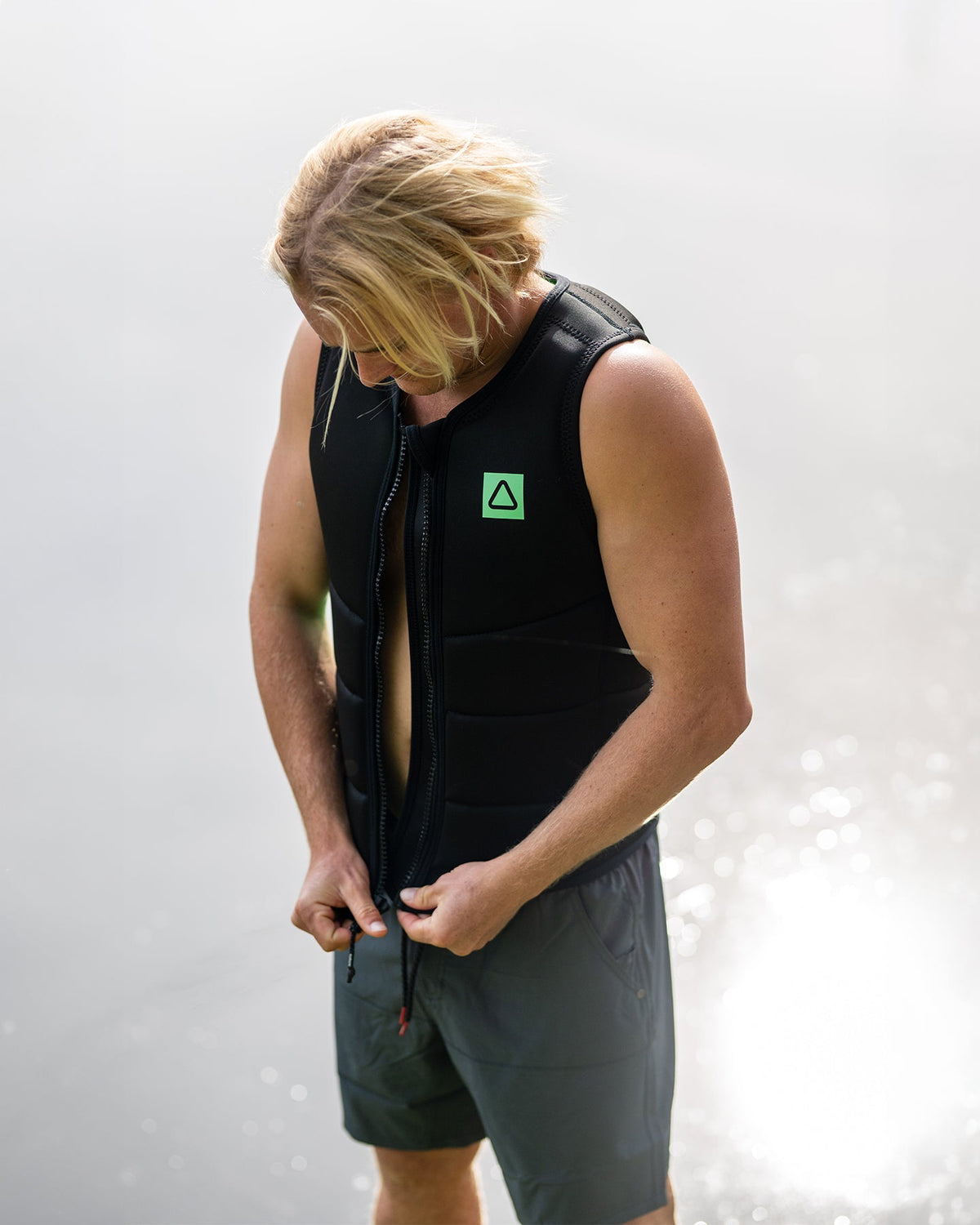 Follow Corp Mens Impact Vest - Black/Green Lifestyle 5