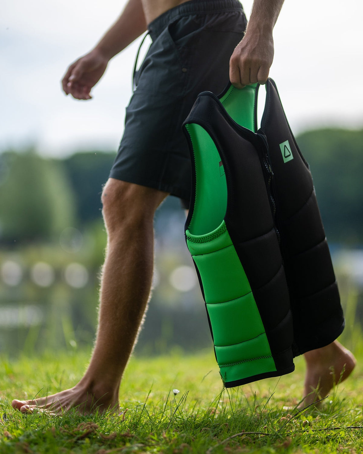 Follow Corp Mens Impact Vest - Black/Green Lifestyle 4