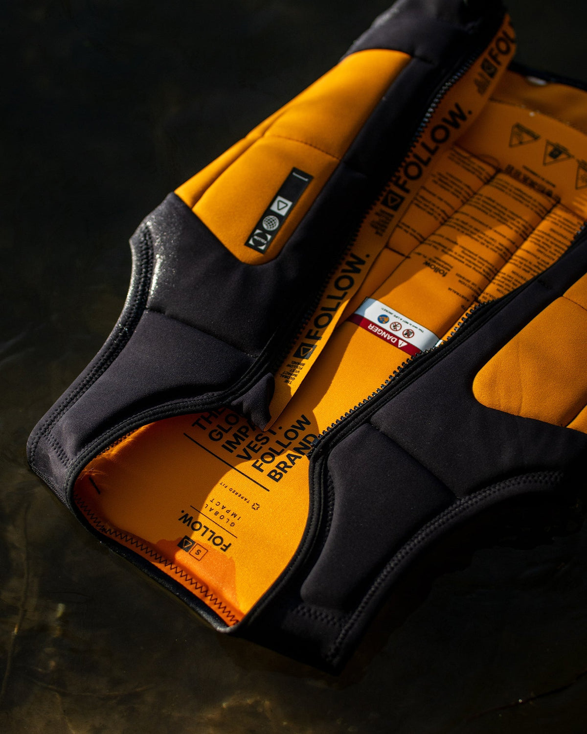 Follow Global Mens Impact Vest - Orange/Black Lifestyle 9
