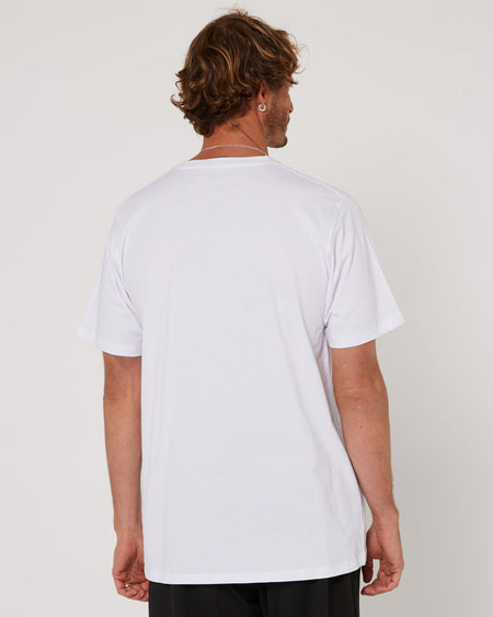 Follow Stitched Tee - White, rear view