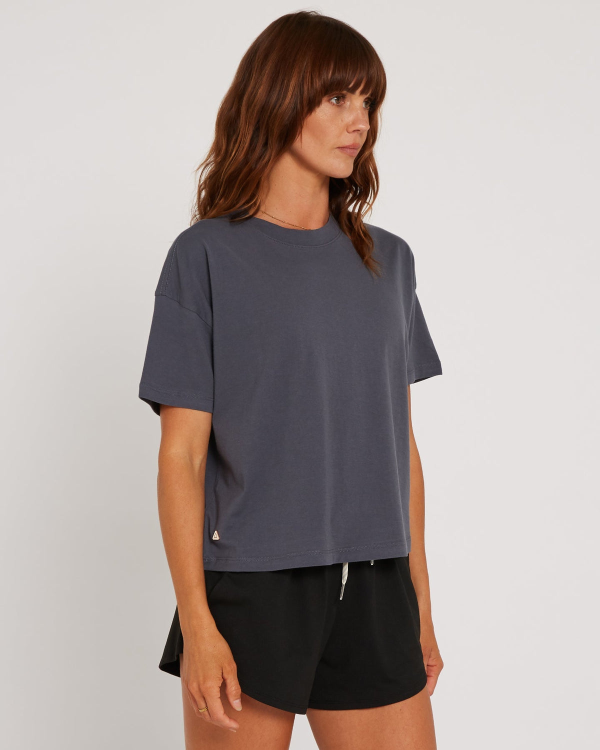 Follow Rhea Oversized Tee - Charcoal, in use