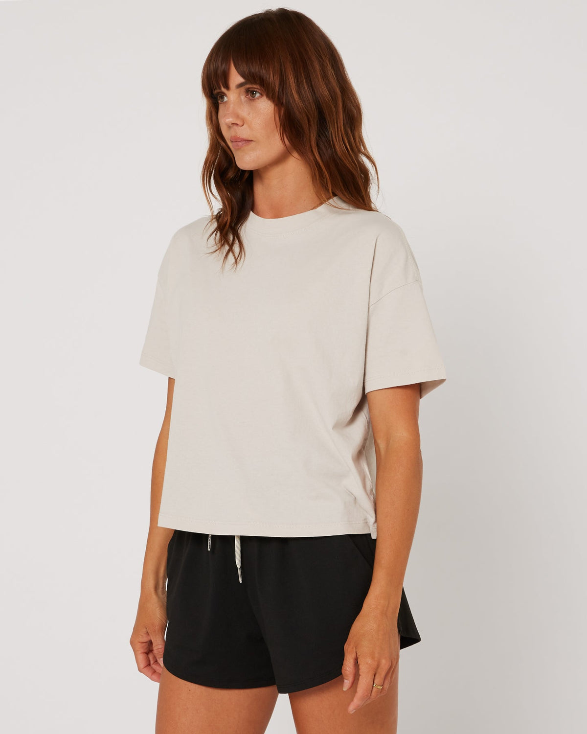 Follow Rhea Oversized Tee - Sand, action