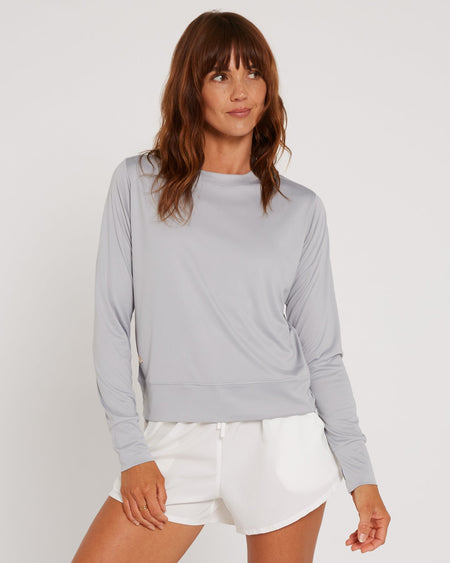 Follow Elara Sun Tee L/S - Light Grey, detail