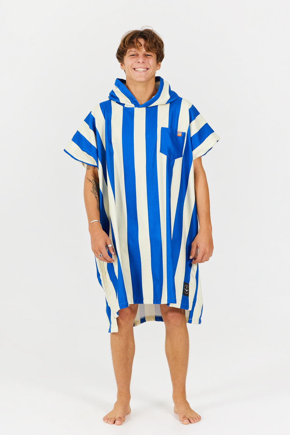 Swim Club Poncho - Stripes - Blue