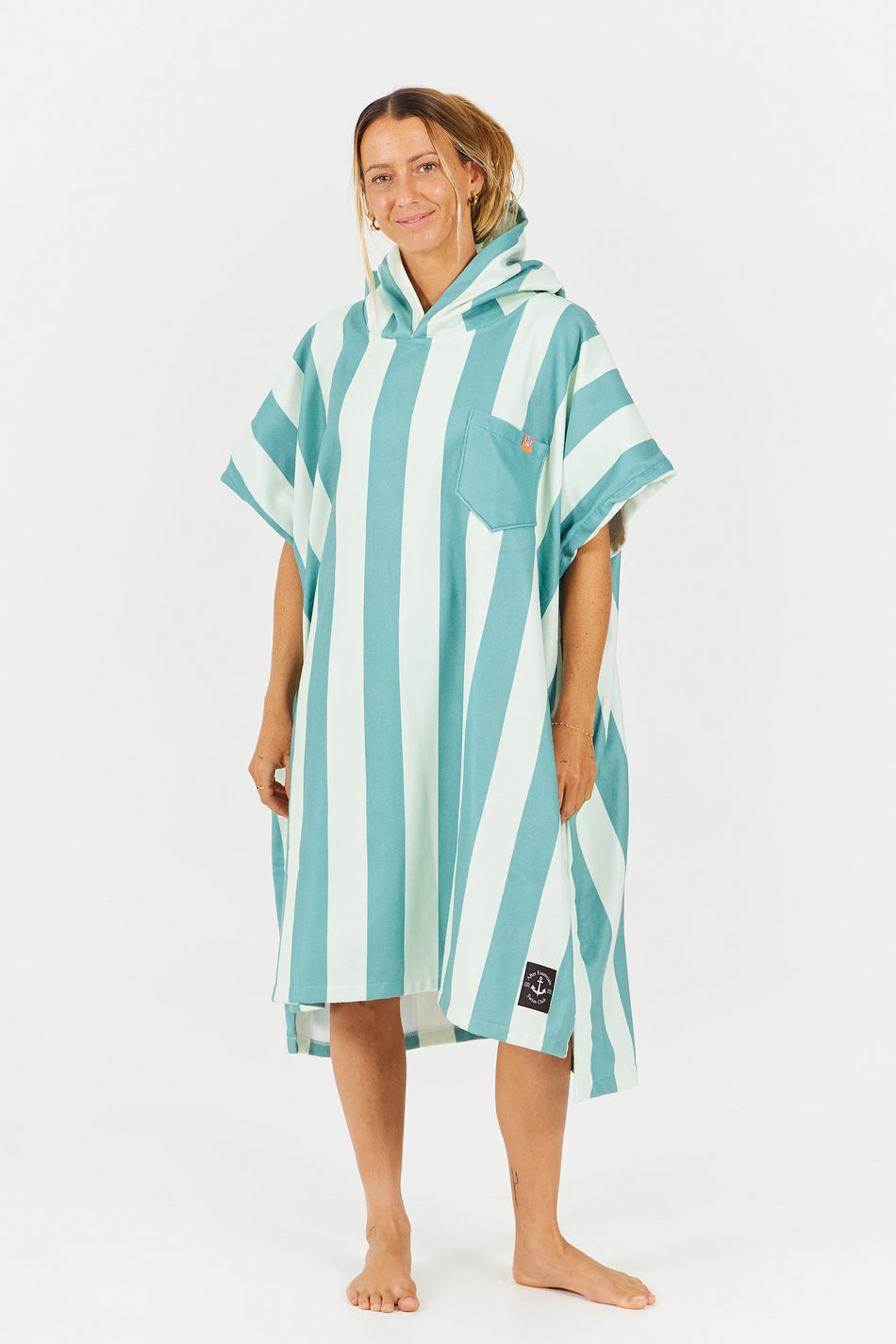 Swim Club Poncho - Stripes - Green