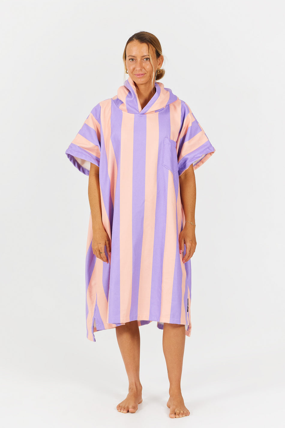 Swim Club Poncho - Stripes - Pink