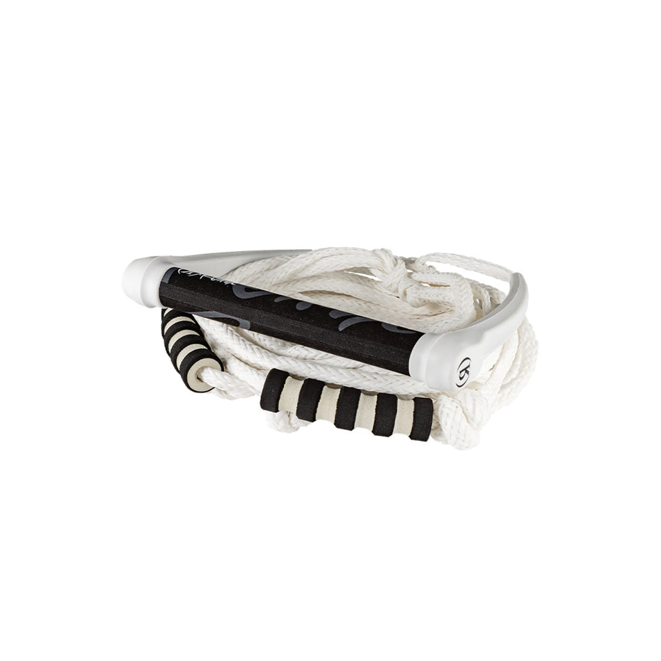 Silicone Bungee Surf Rope-11 in. Handle w/ 25ft 4-Sect. Rope - Blk/White