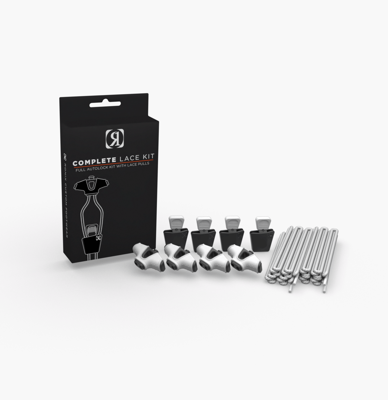 Ronix Complete Lace Kit - White (set of 4 Laces, 4 AutoLocks, 4 Pull Handles)