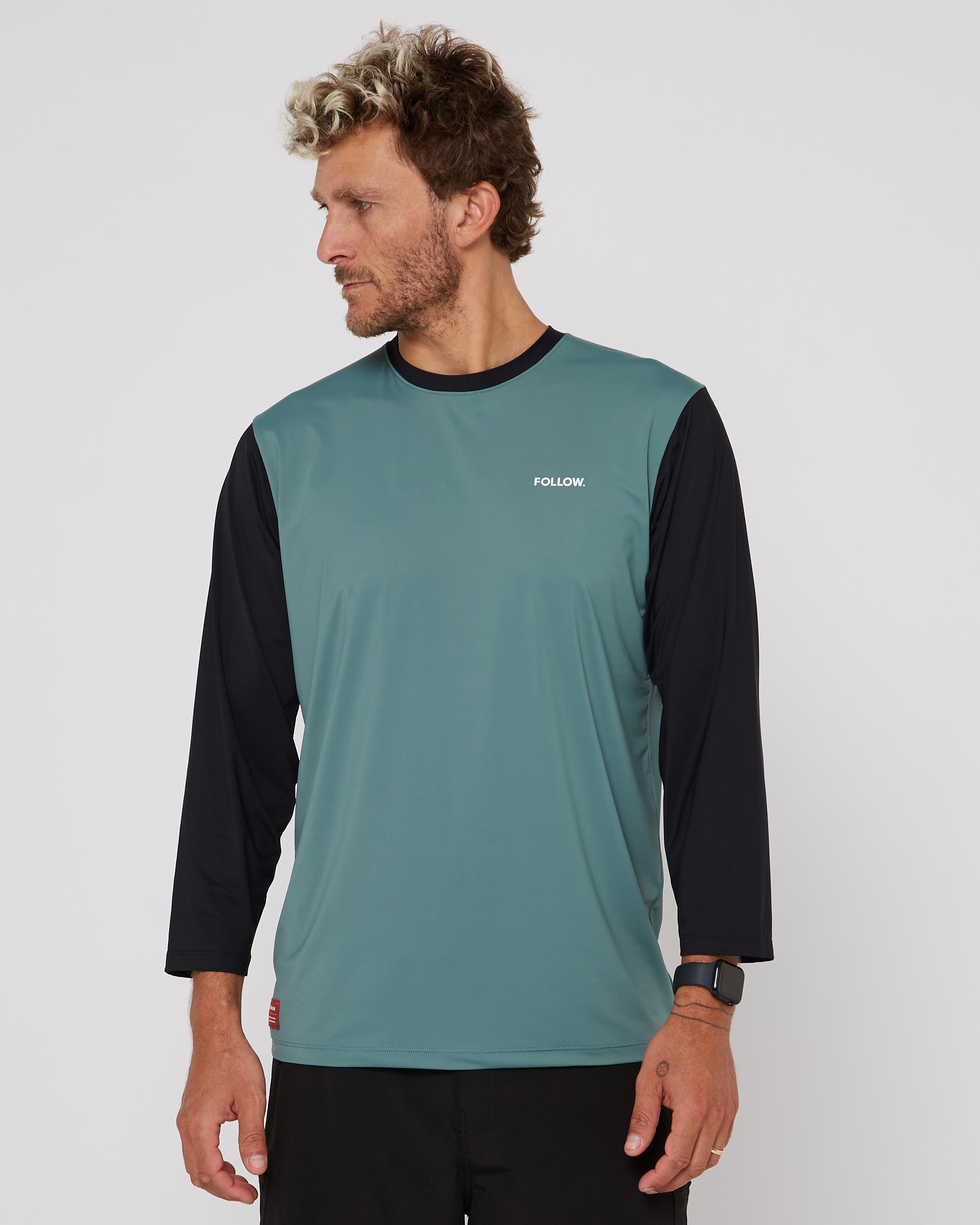Unisex - Water Raglan 3/4 Tee Clothing - Black/Olive