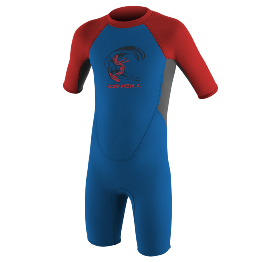 Toddler Reactor-2 2mm Back Zip S/S Spring - Boys- OCN/GRA/RED