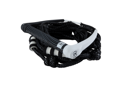 Silicone Bungee Surf Rope-11 in. Handle w/ 25ft 4-Sect. Rope - Blk/White