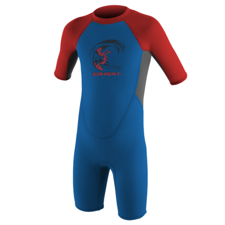 Toddler Reactor-2 2mm Back Zip S/S Spring - Boys- OCN/GRA/RED