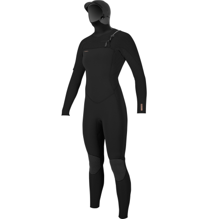 Wms Hyperfreak 5/4+ Chest Zip w/Hood- BLK/BLK